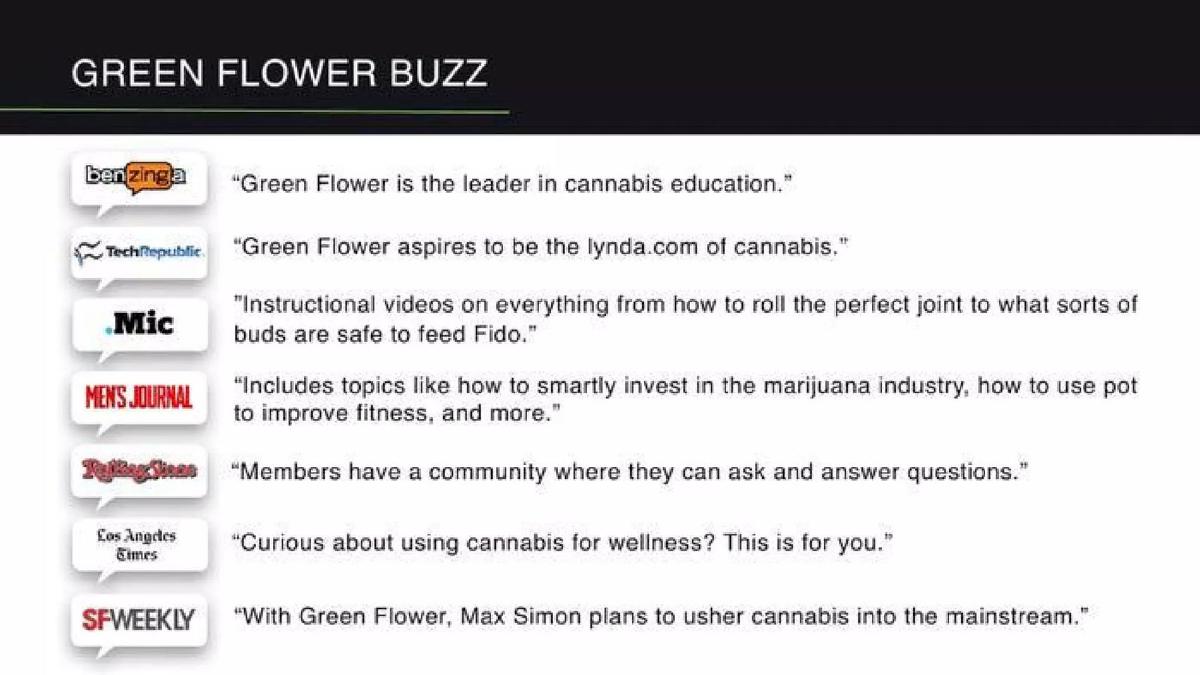 Green Flower Media pitch deck slide 1 of 18