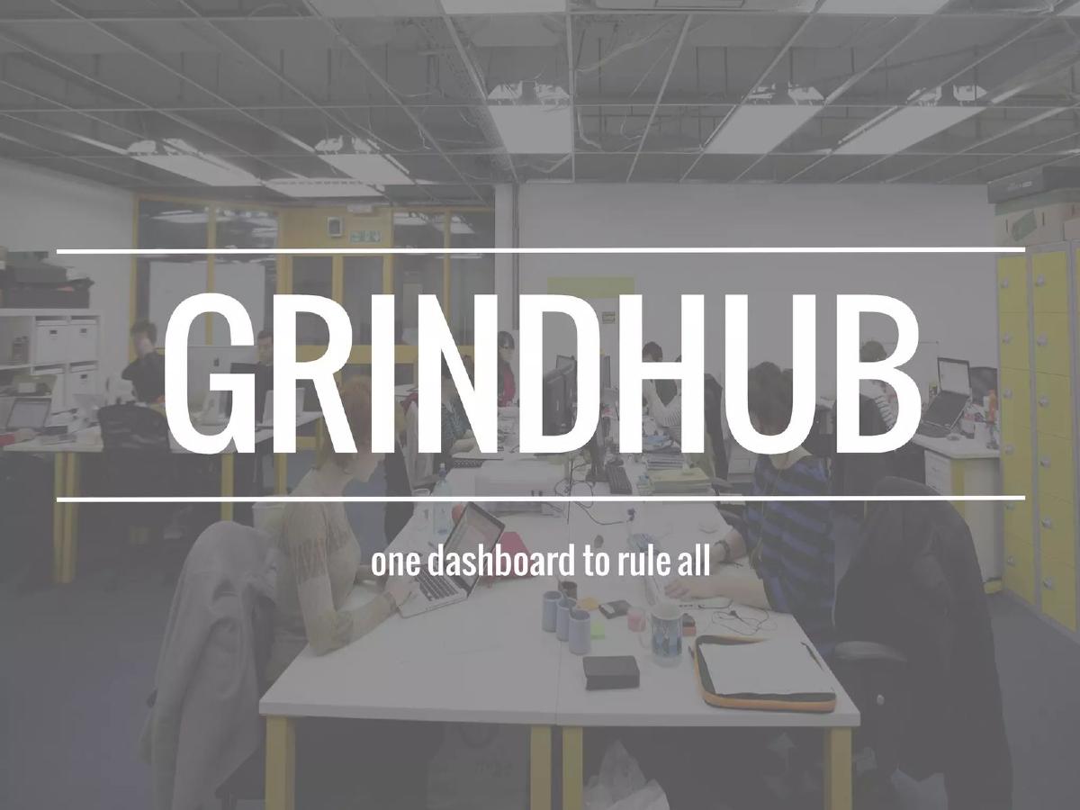 GrindHub Revitalized pitch deck slide 1 of 16