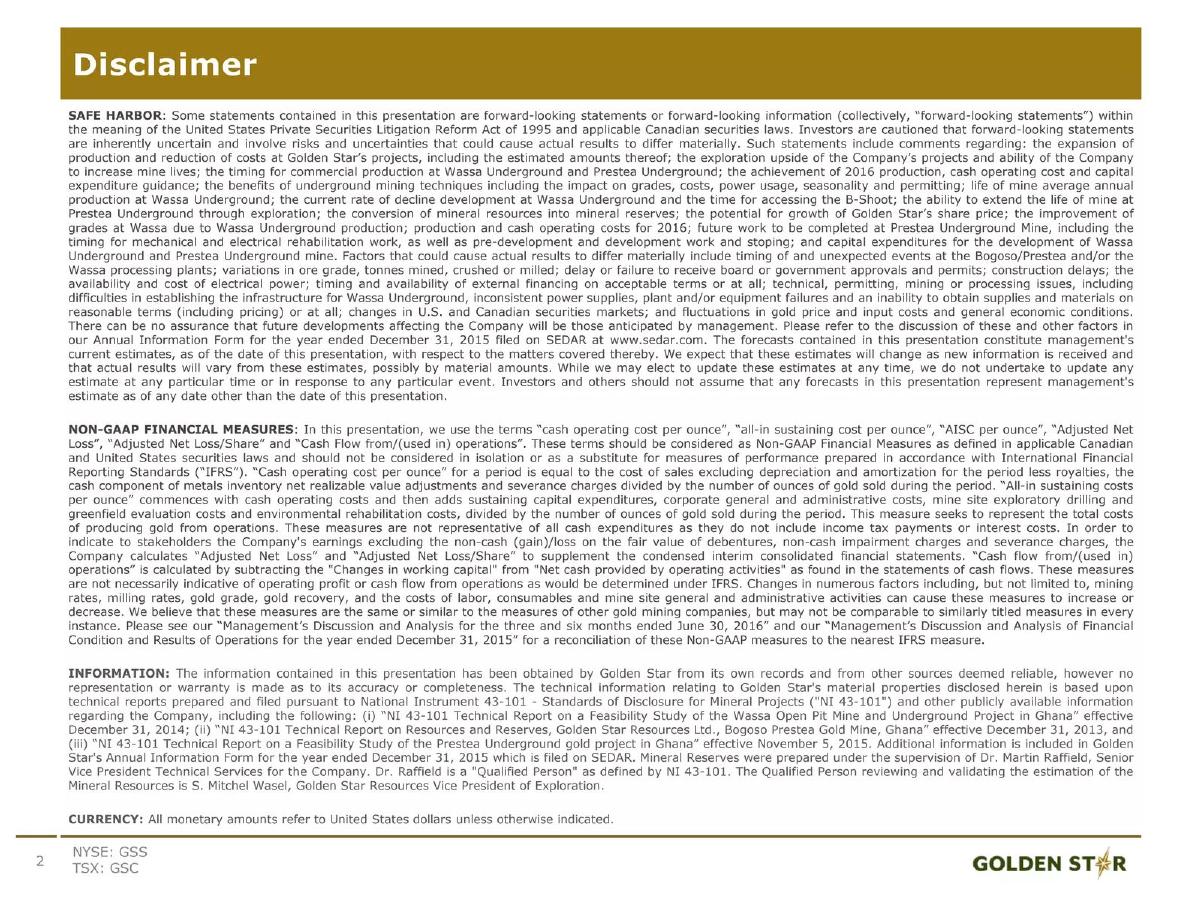 GSR (Golden Star Resources) pitch deck slide 2 of 32