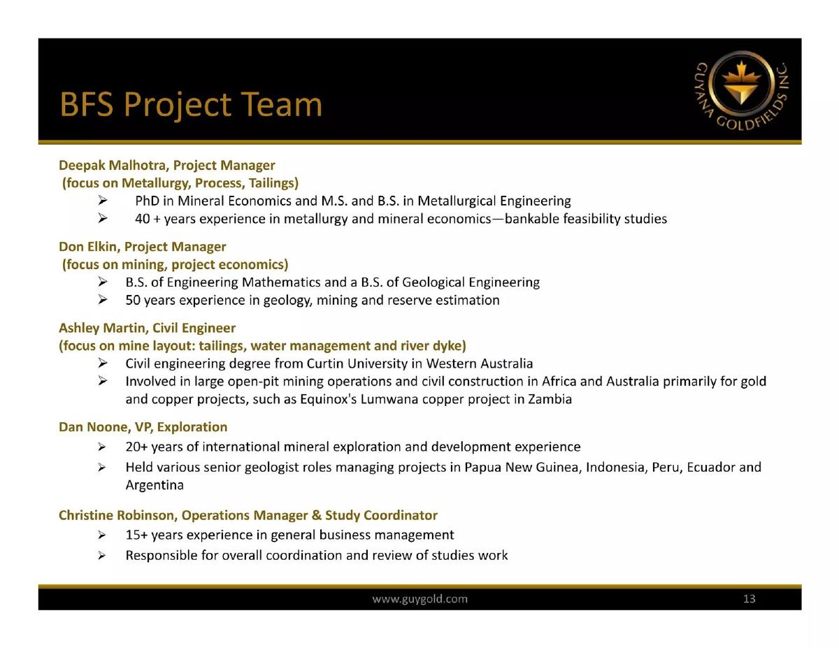 Guyana Goldfields pitch deck slide 13 of 32