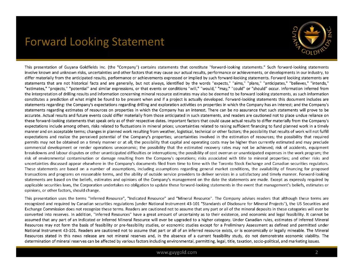 Guyana Goldfields pitch deck slide 2 of 32