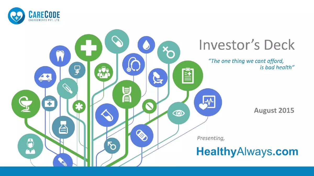 HealthyAlways (Care Code Engagements Pvt. Ltd.) pitch deck slide 1 of 28