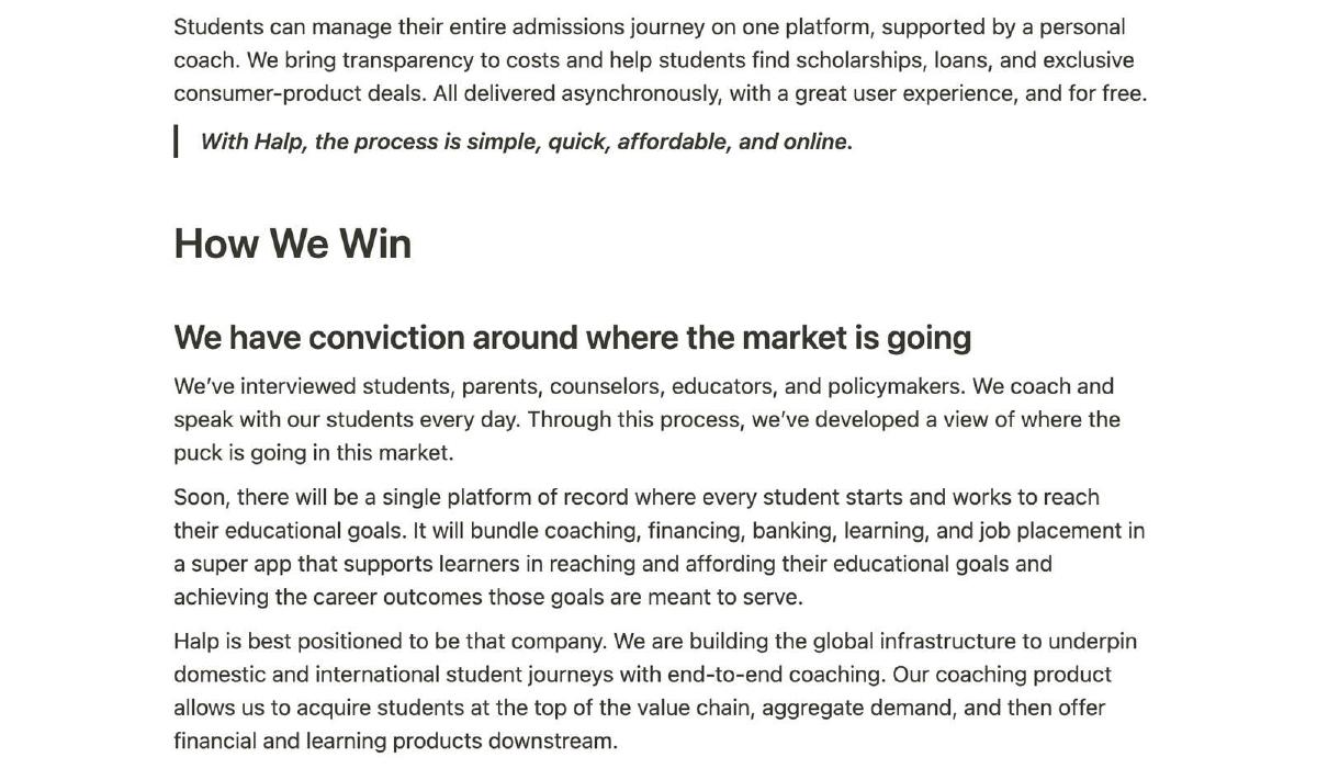 Halp pitch deck slide 5 of 7
