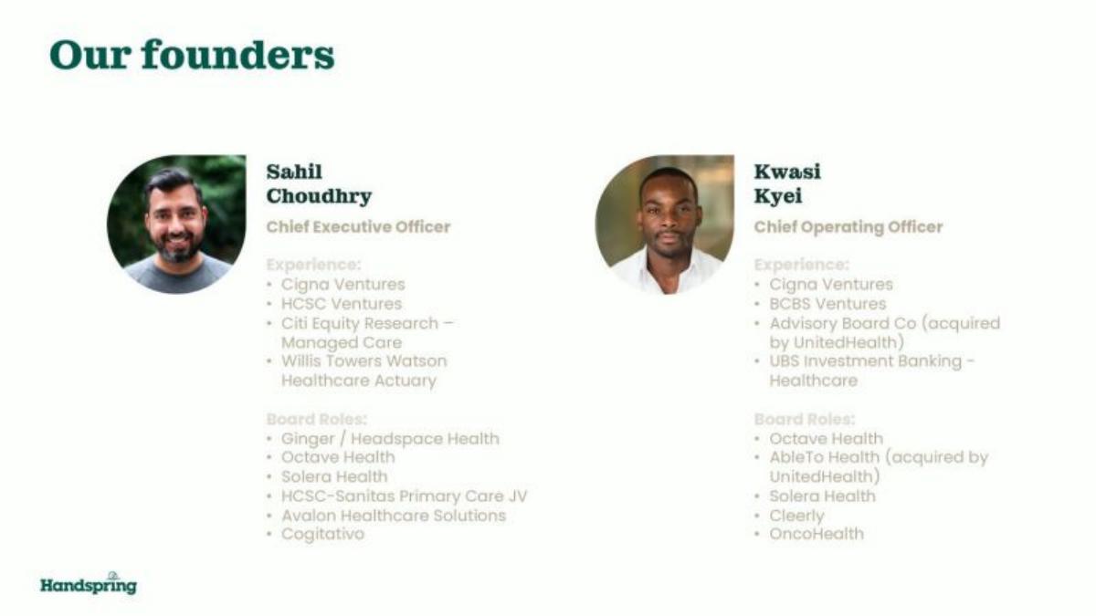Handspring Health pitch deck slide 3 of 16