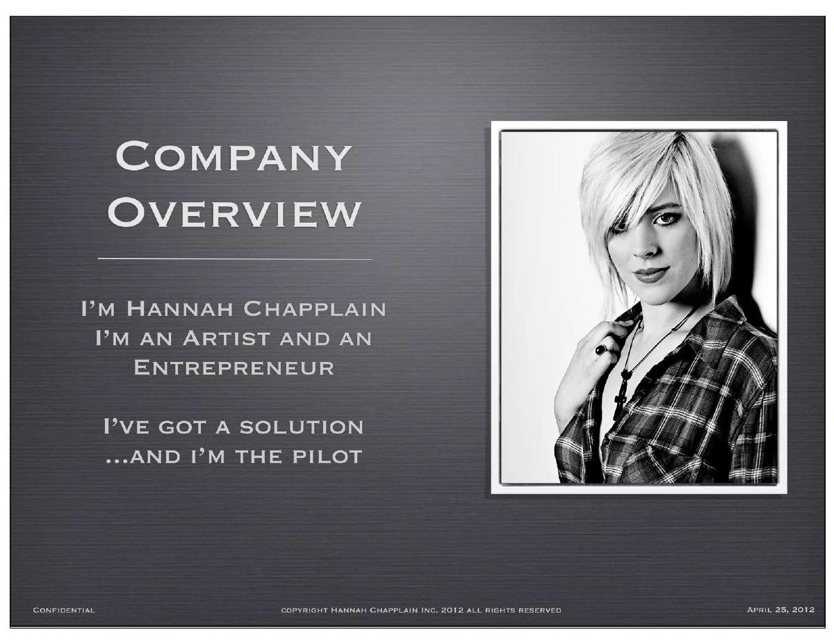 Hannah Chapplain pitch deck slide 3 of 19