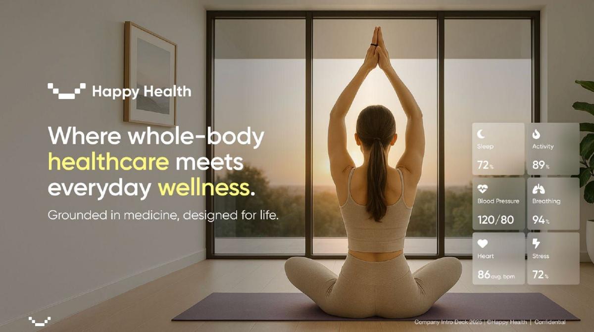 Happy Health pitch deck slide 1 of 13