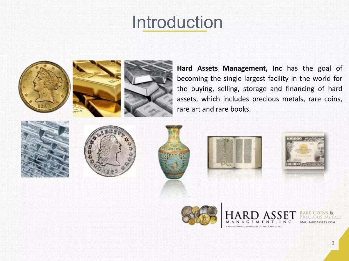 Hard Assets Management, Inc. pitch deck slide 3 of 18