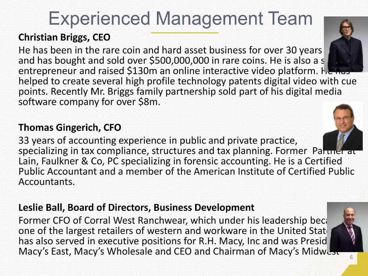 Hard Assets Management, Inc. pitch deck slide 6 of 18