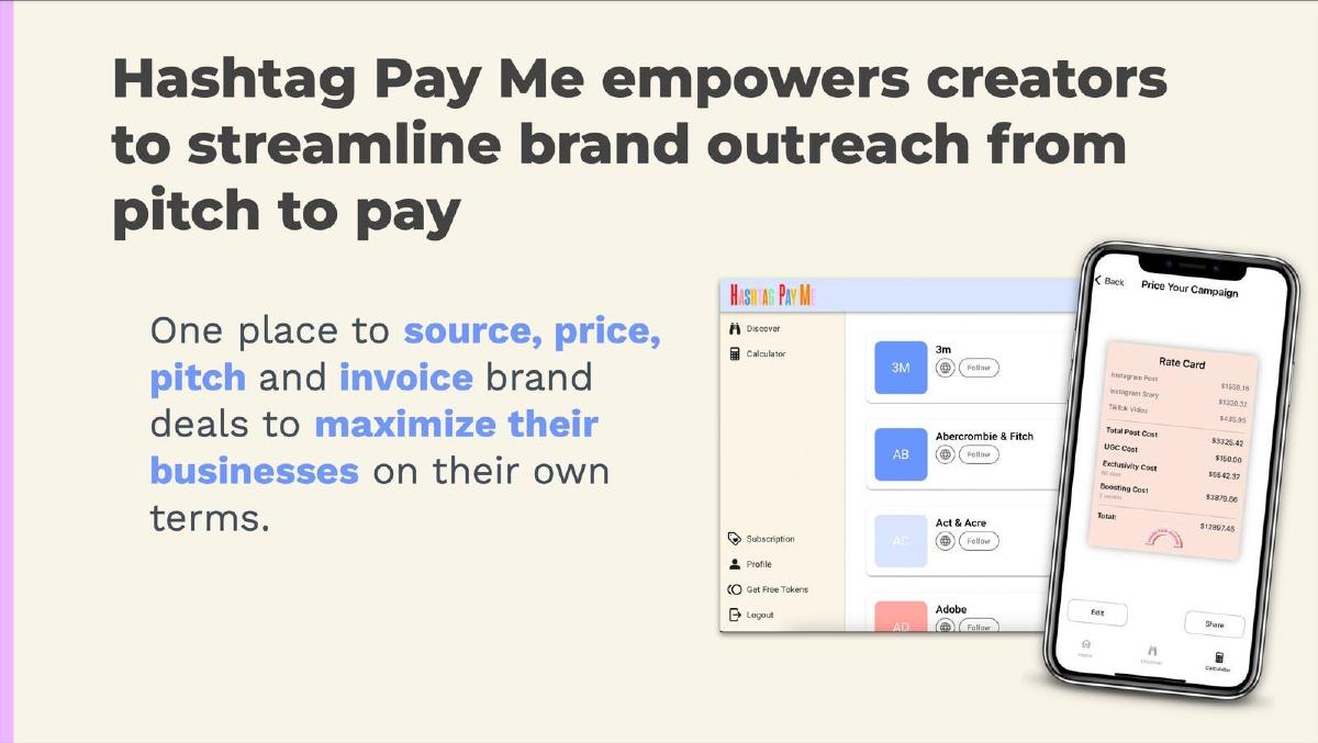 Hashtag Pay Me pitch deck slide 4 of 9