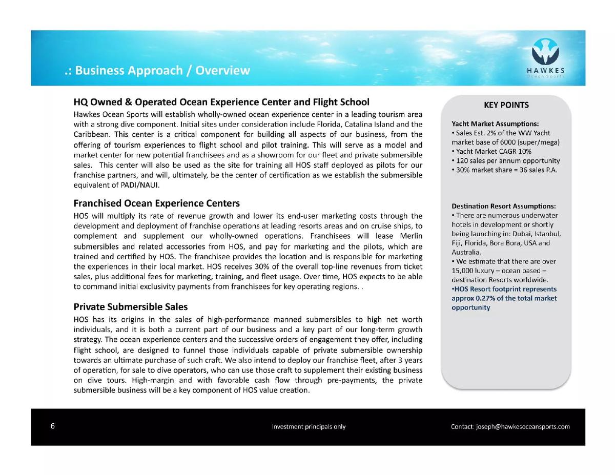 Hawkes Ocean Sports Inc pitch deck slide 6 of 20