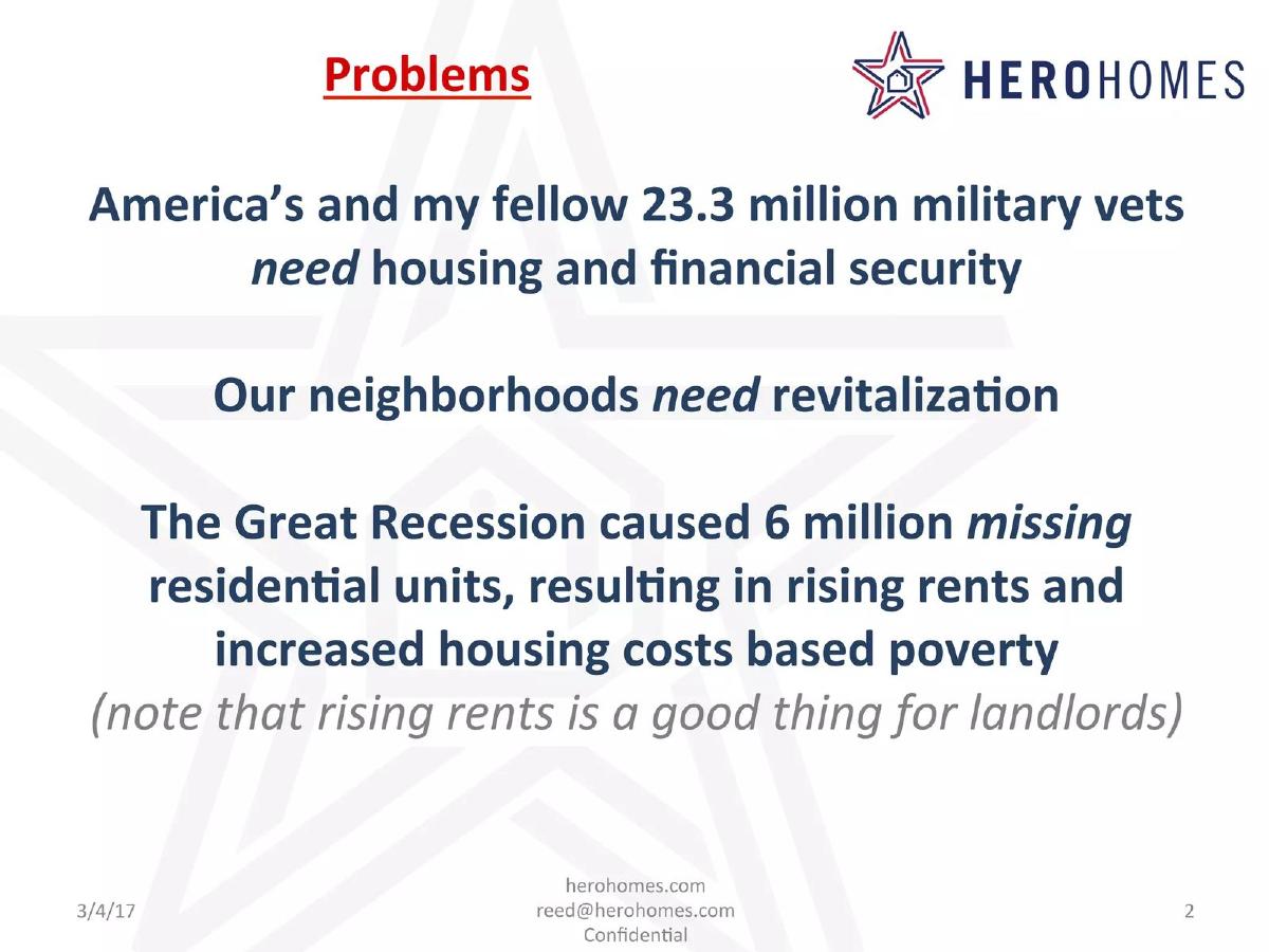 Hero Homes pitch deck slide 2 of 20