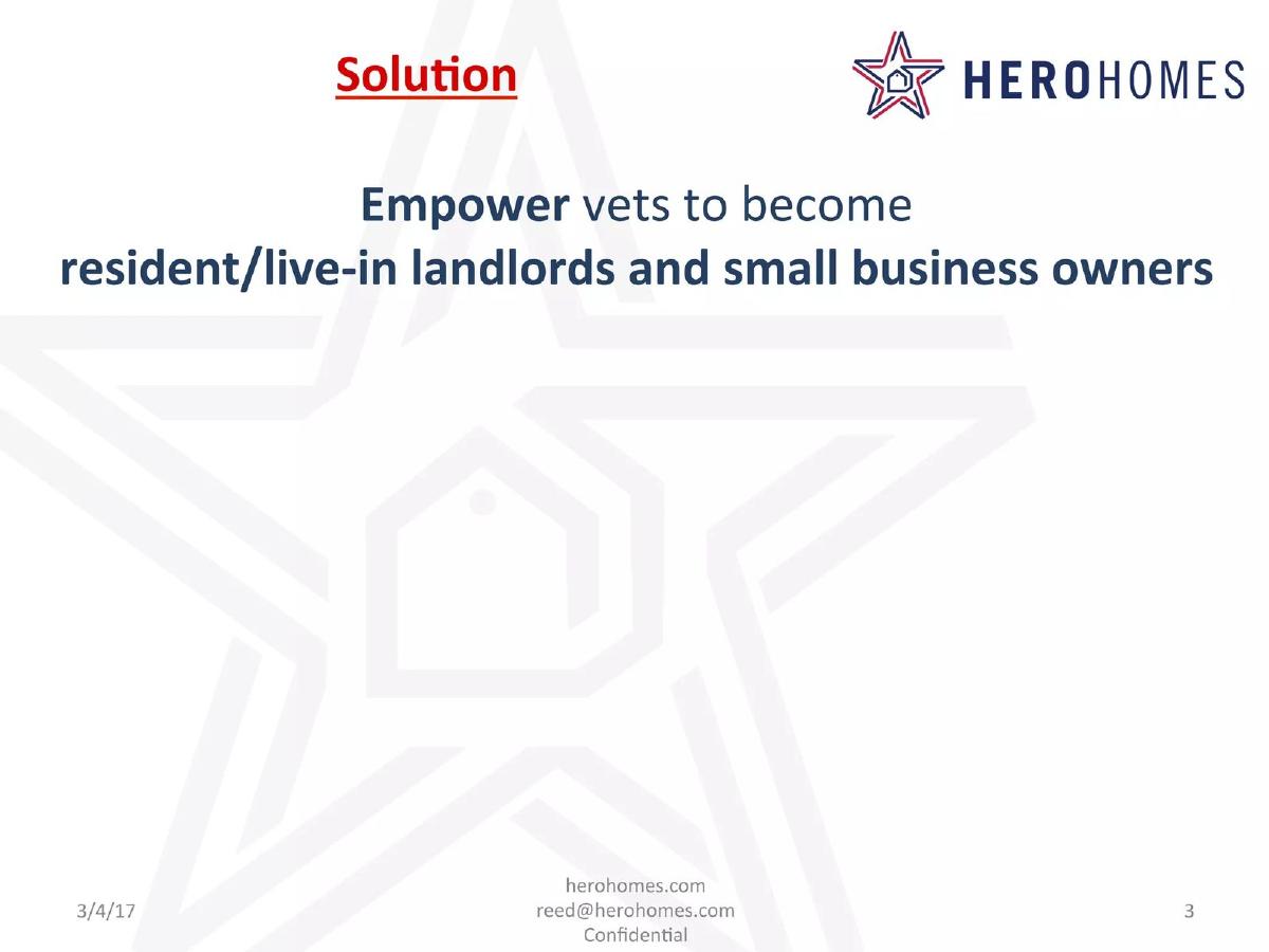 Hero Homes pitch deck slide 3 of 20