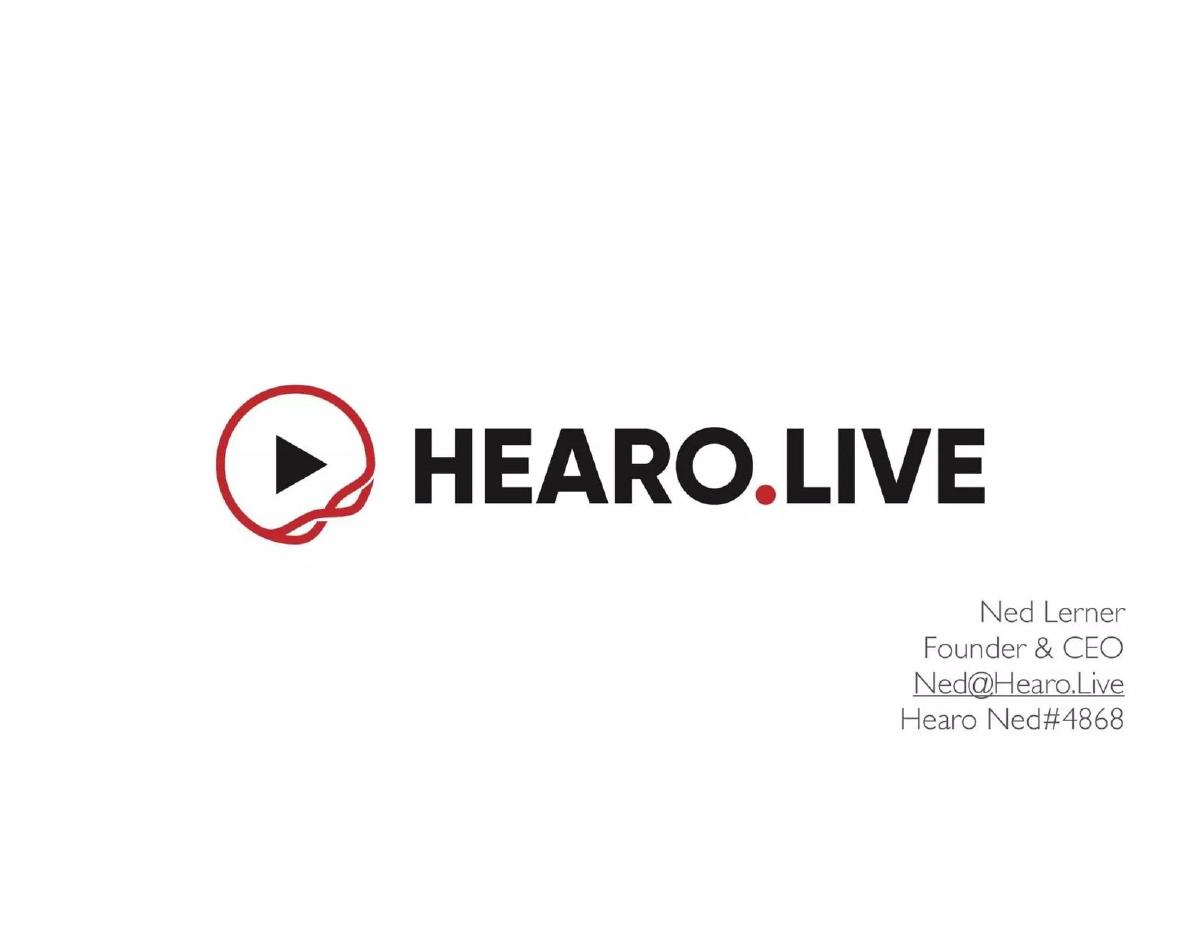 Hearo.live pitch deck slide 1 of 9