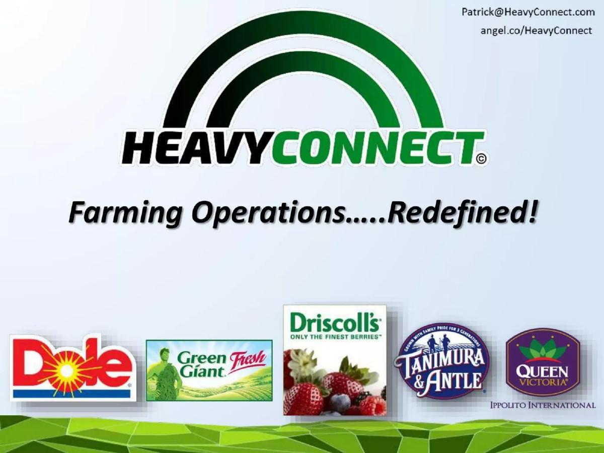HeavyConnect pitch deck slide 1 of 7