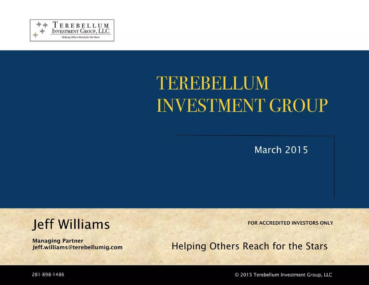 Terebellum Investment Group, LLC pitch deck slide 1 of 49