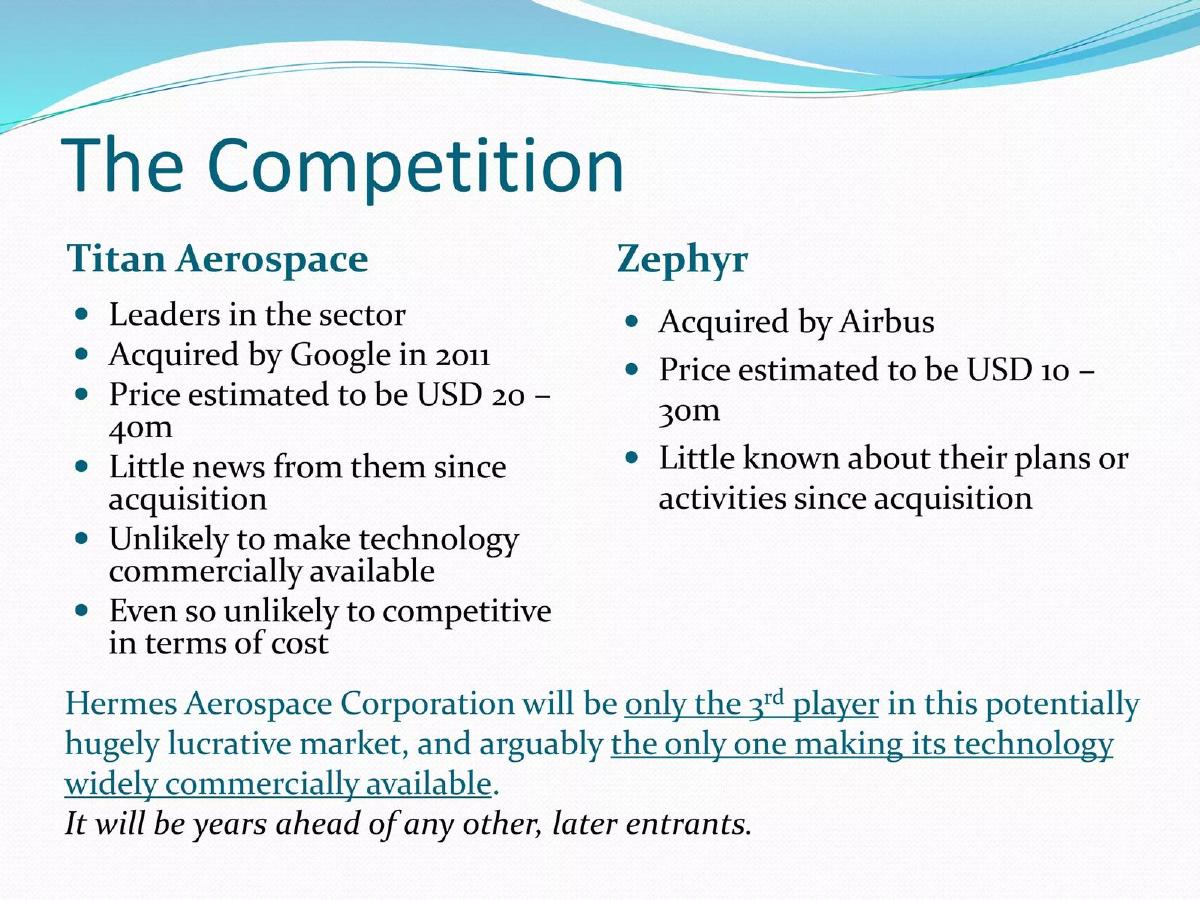 Hermes Aerospace Corporation pitch deck slide 5 of 12