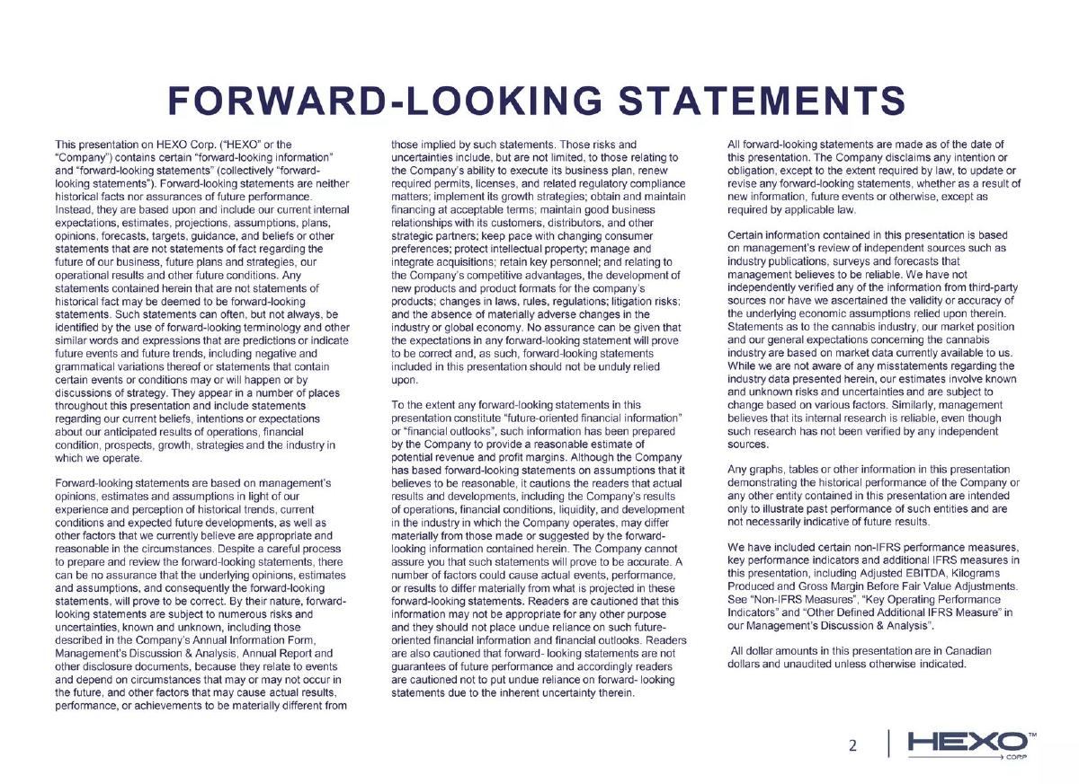 Hexo Corp pitch deck slide 2 of 23