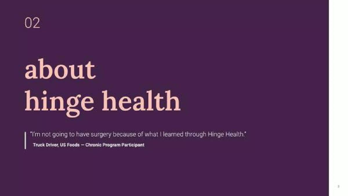 Hinge Health pitch deck slide 2 of 15