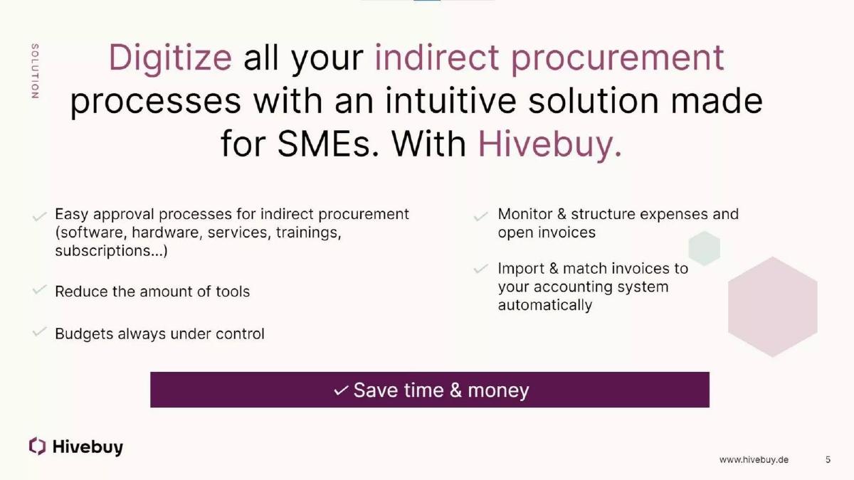 Hivebuy pitch deck slide 5 of 9