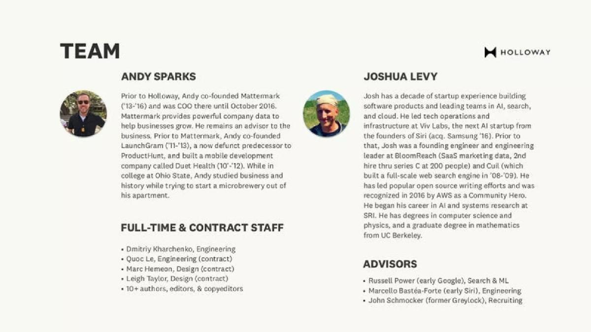 Holloway pitch deck slide 2 of 23