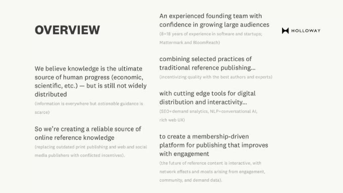 Holloway pitch deck slide 4 of 23