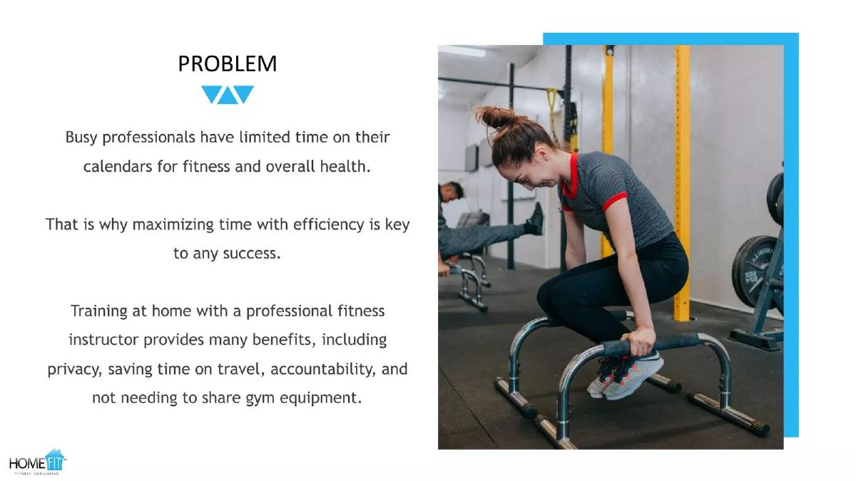 HomeFit pitch deck slide 2 of 16