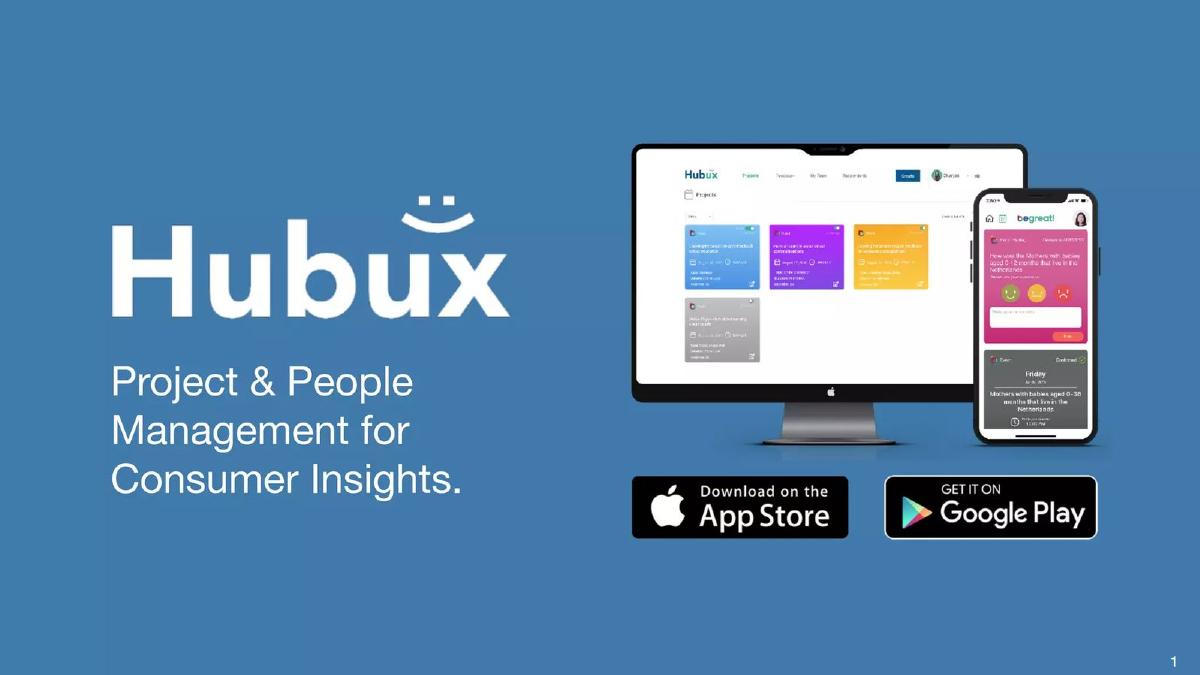 HubUX pitch deck slide 1 of 11