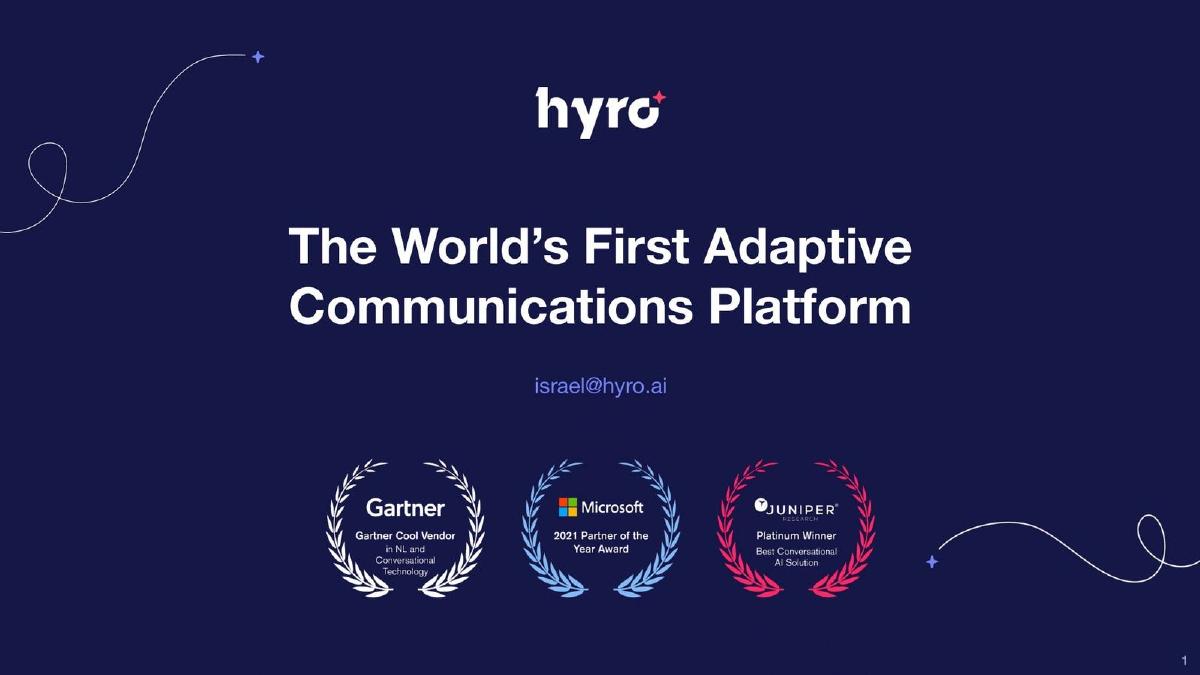 Hyro pitch deck slide 1 of 15