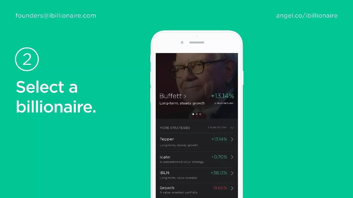 iBillionaire pitch deck slide 5 of 10