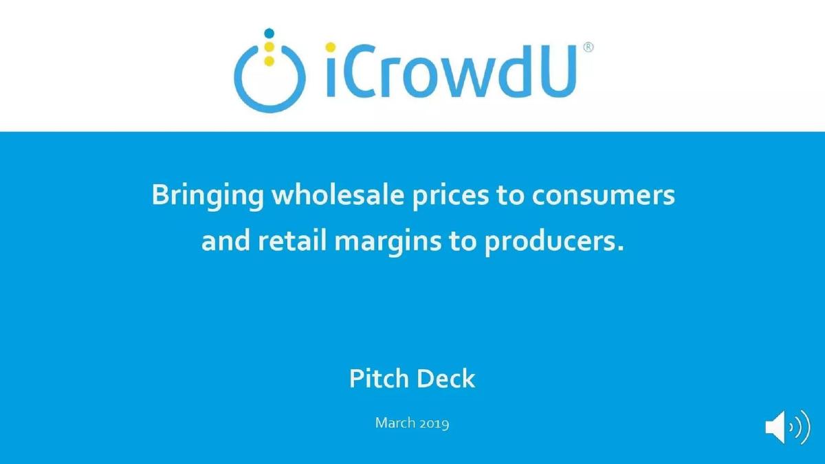 iCrowdU pitch deck slide 1 of 19