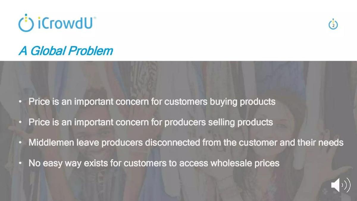 iCrowdU pitch deck slide 2 of 19