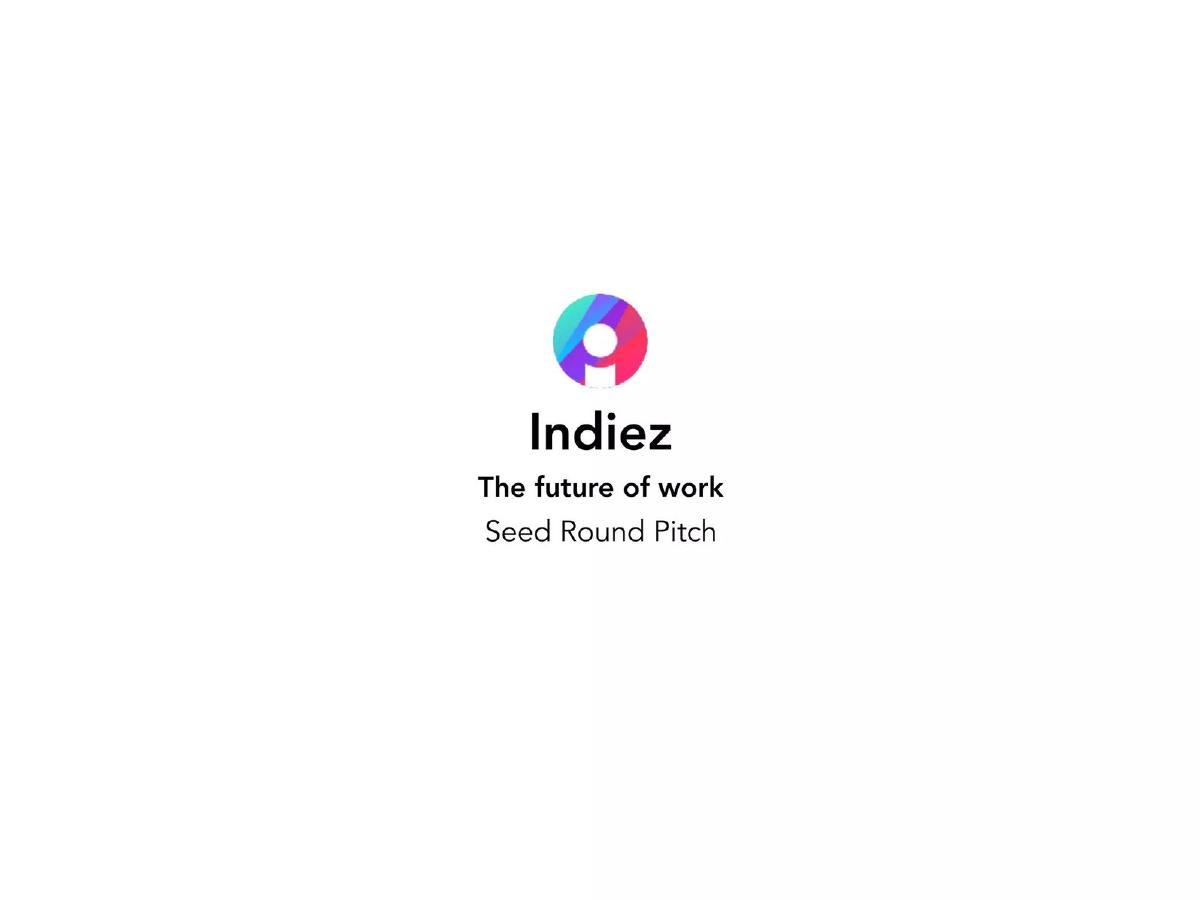 Indiez pitch deck slide 1 of 18