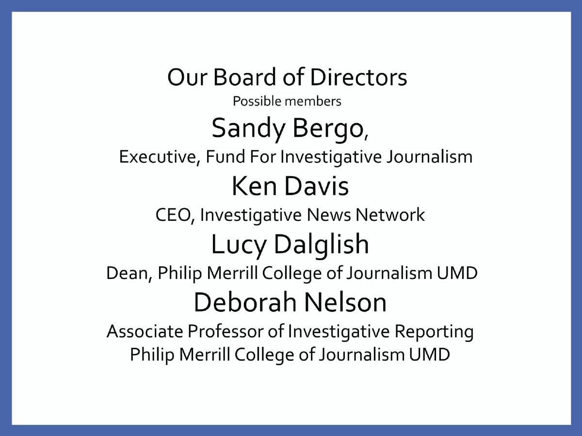 Investigate Washington pitch deck board slide 11