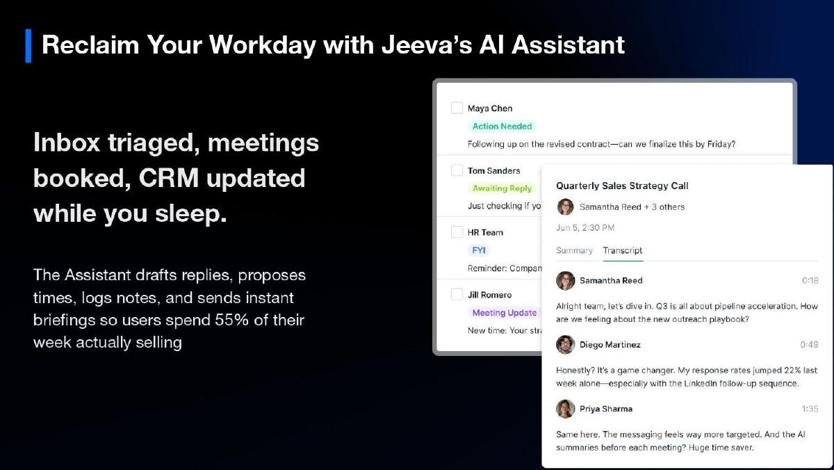 Jeeva AI pitch deck slide 6 of 10