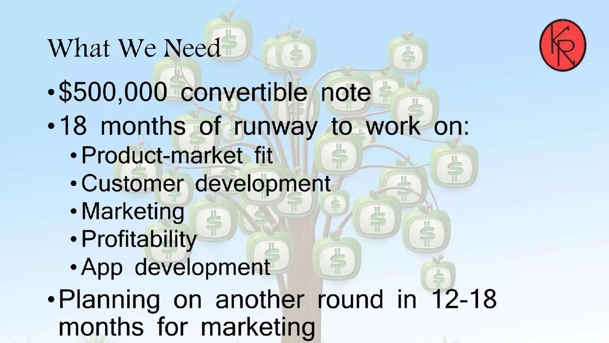 K&R Bash pitch deck ask slide 15