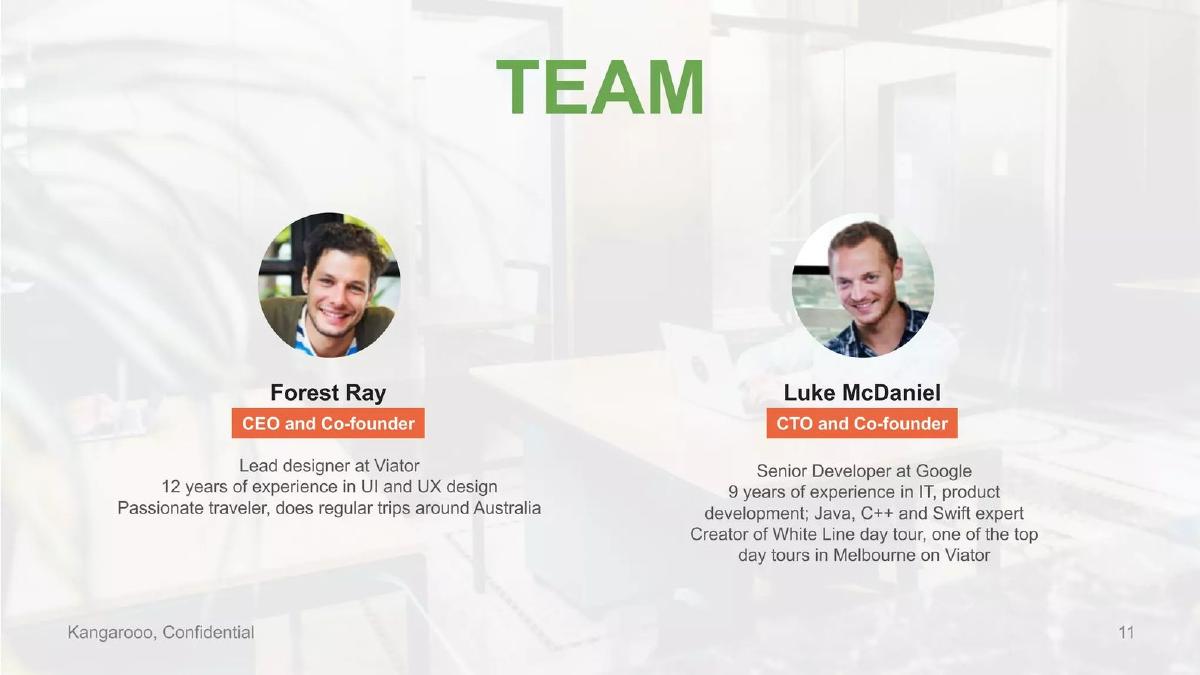 Kangarooo pitch deck team slide 11
