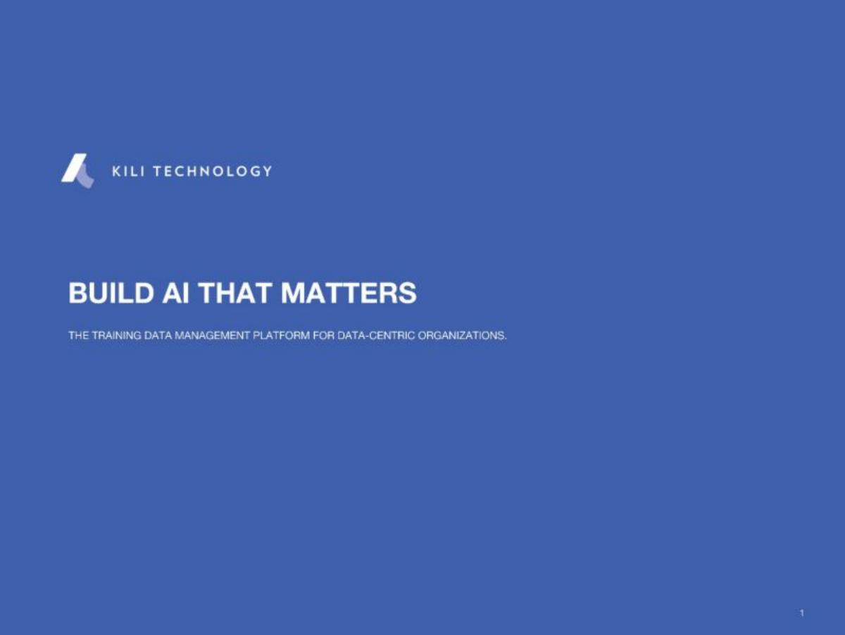 Kili Technology pitch deck slide 1 of 8