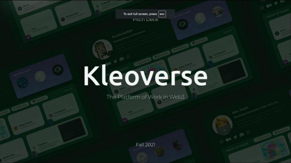Kleoverse pitch deck slide 1 of 12