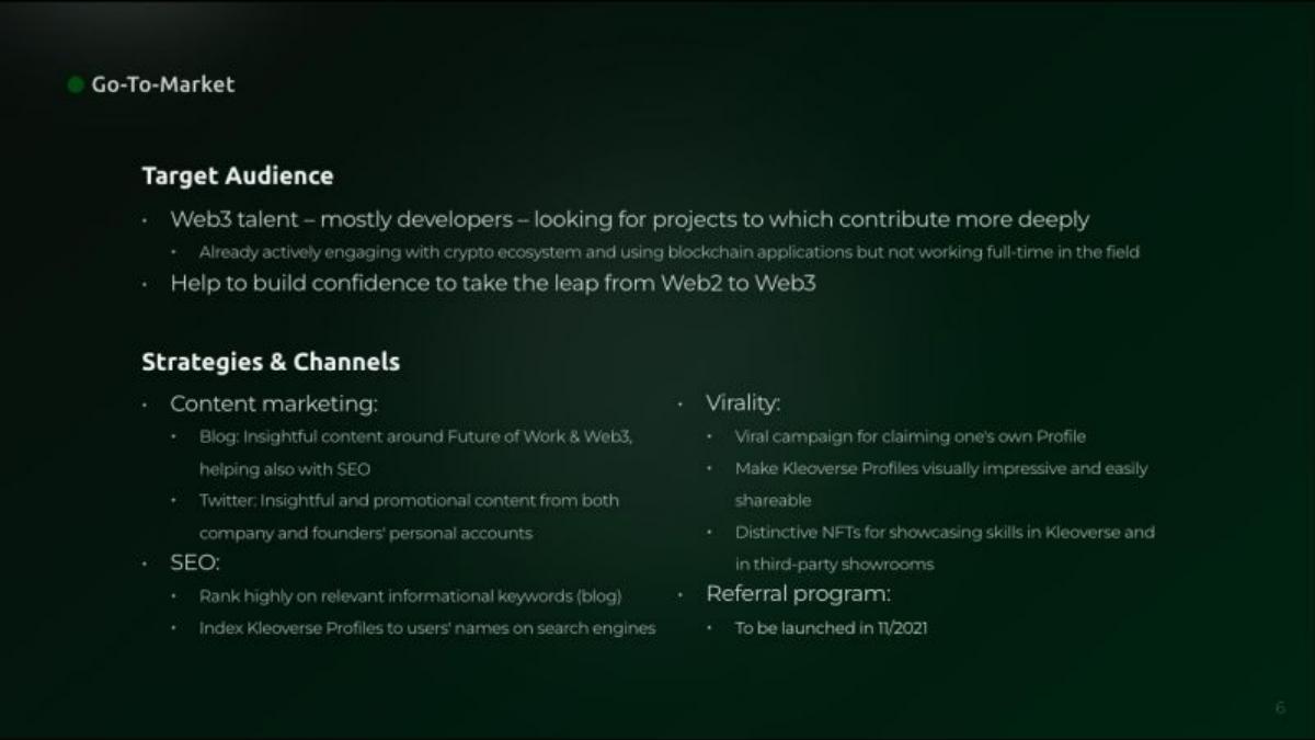 Kleoverse pitch deck slide 6 of 12