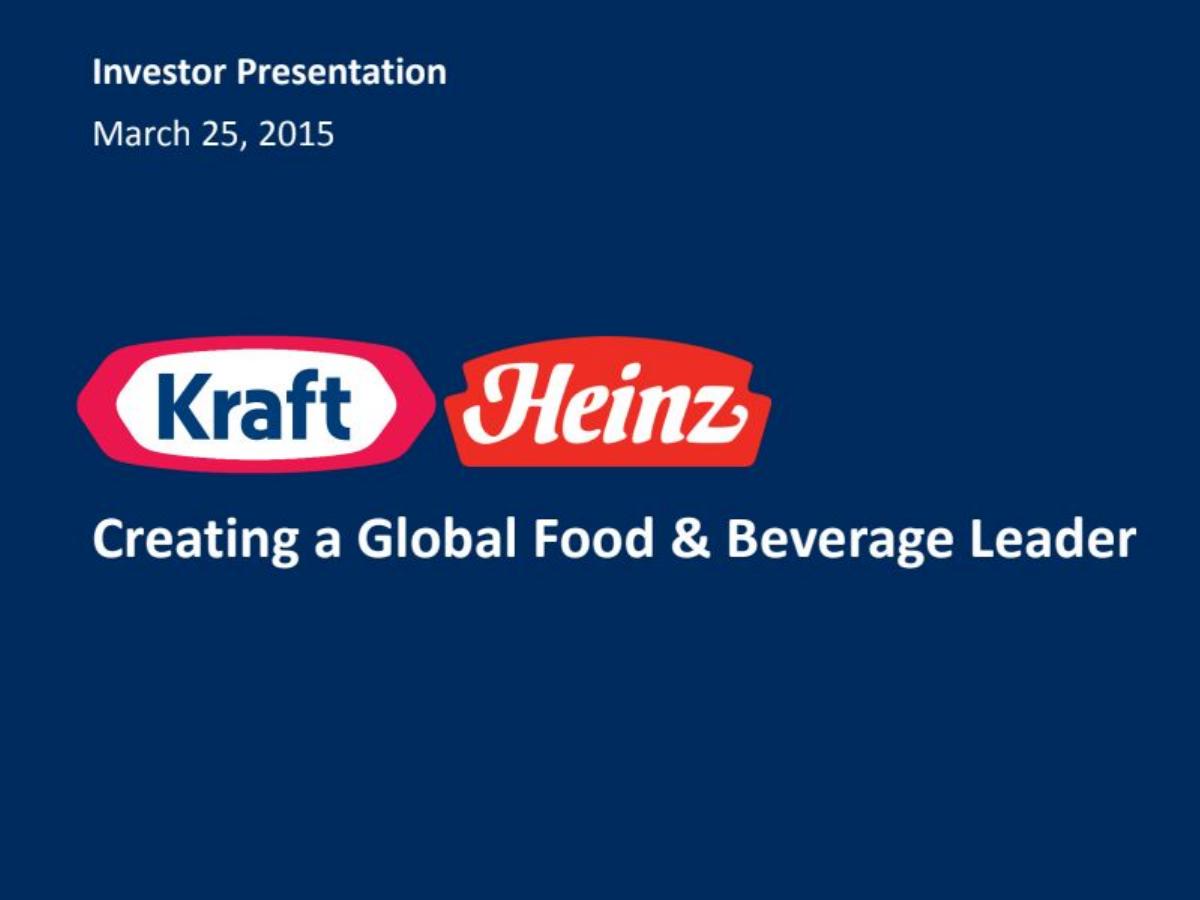 The Kraft Heinz Company pitch deck slide 1 of 34