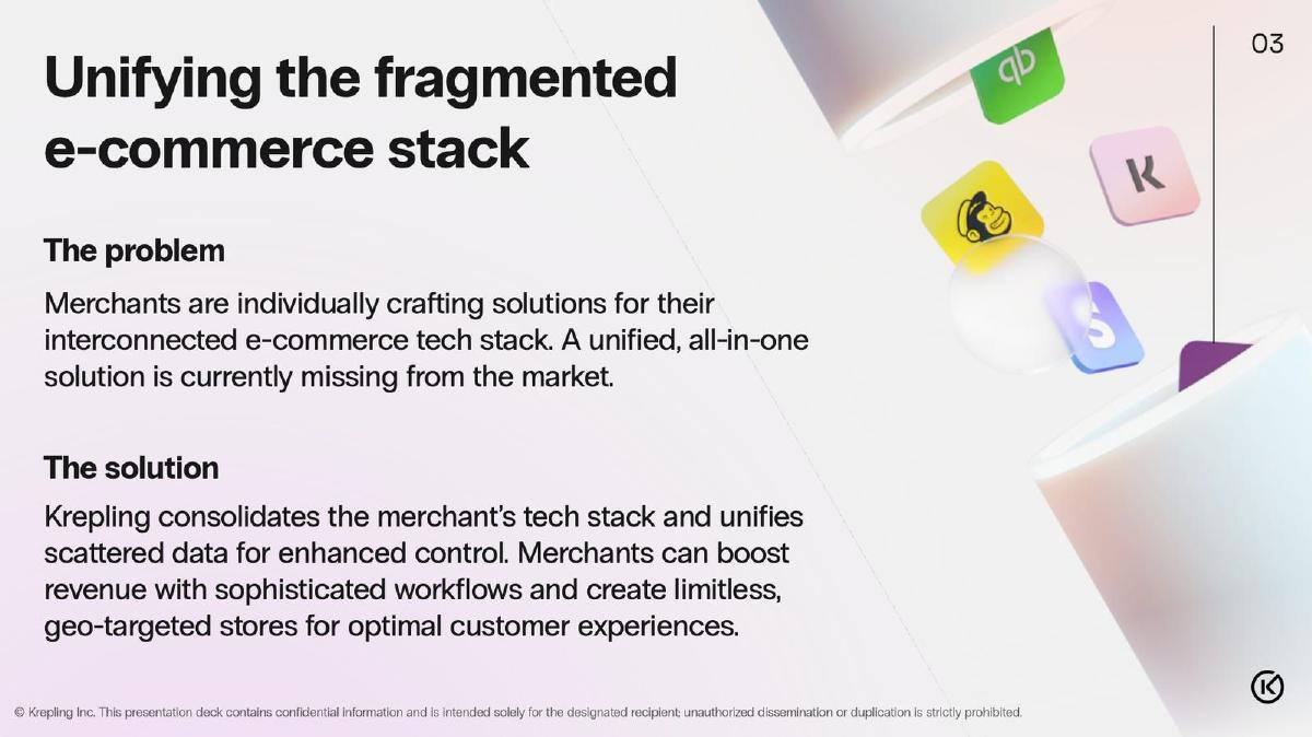 Krepling pitch deck slide 3 of 13