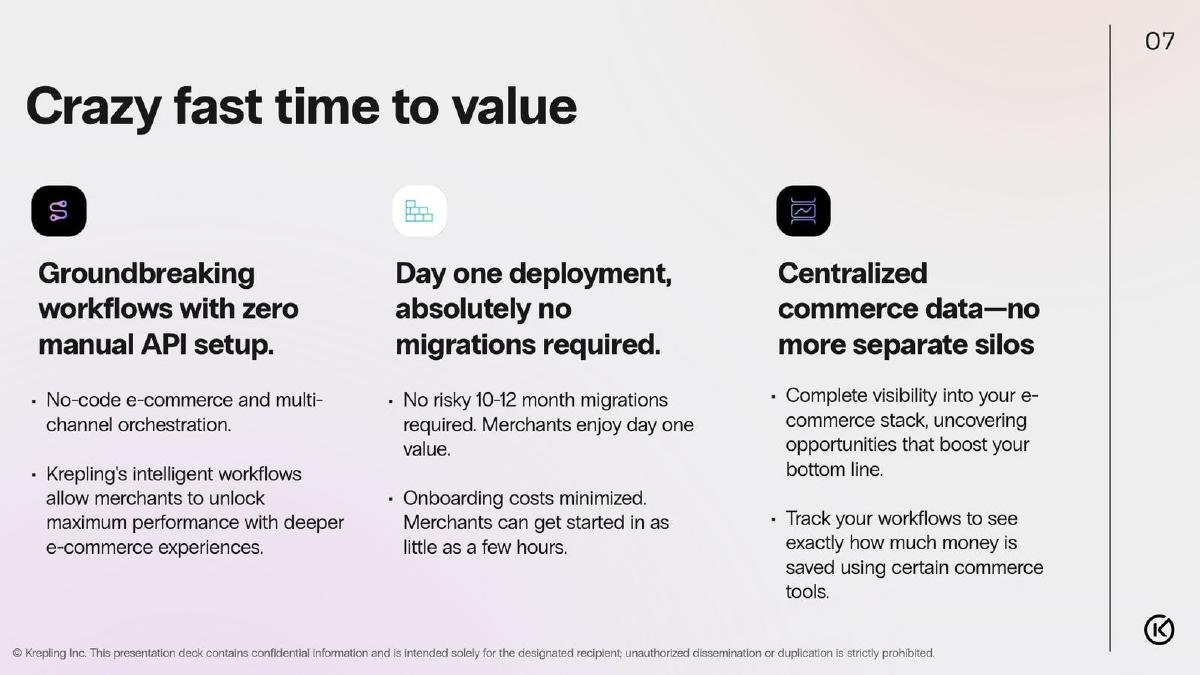 Krepling pitch deck slide 7 of 13
