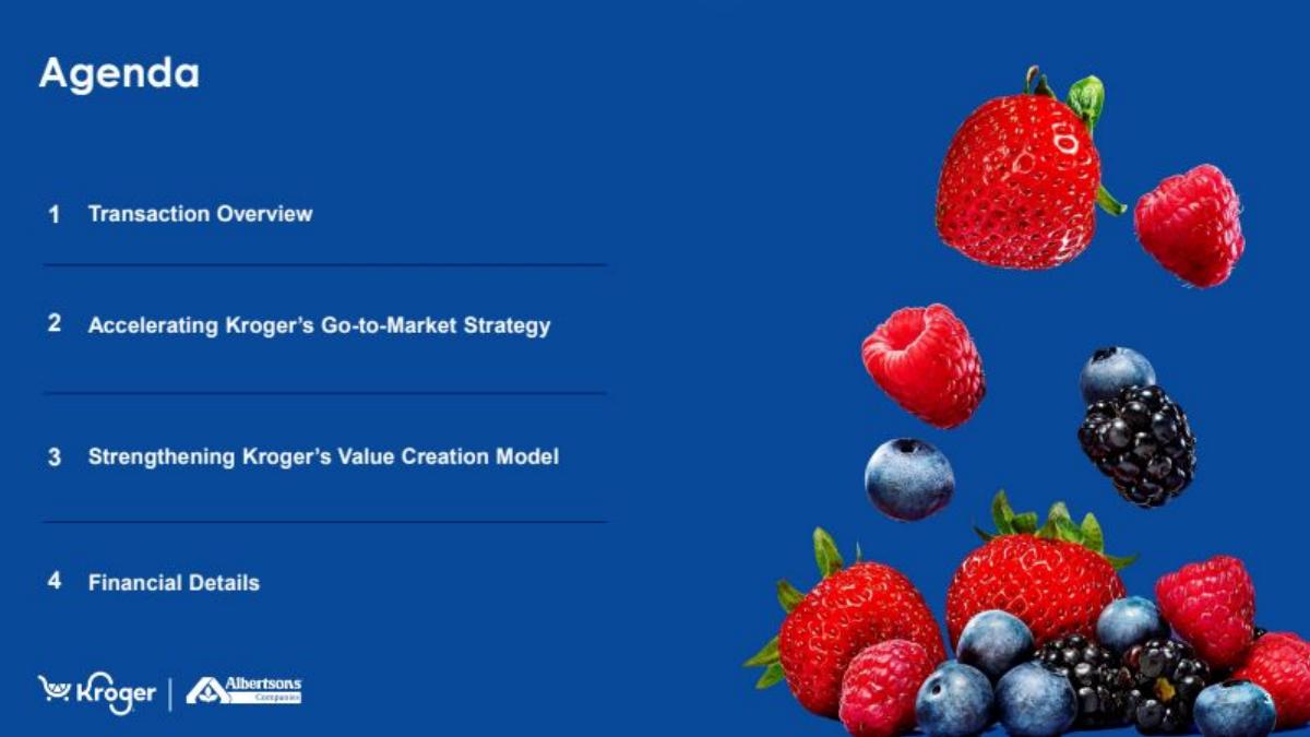 Kroger × Albertsons Acquisition pitch deck slide 3 of 26