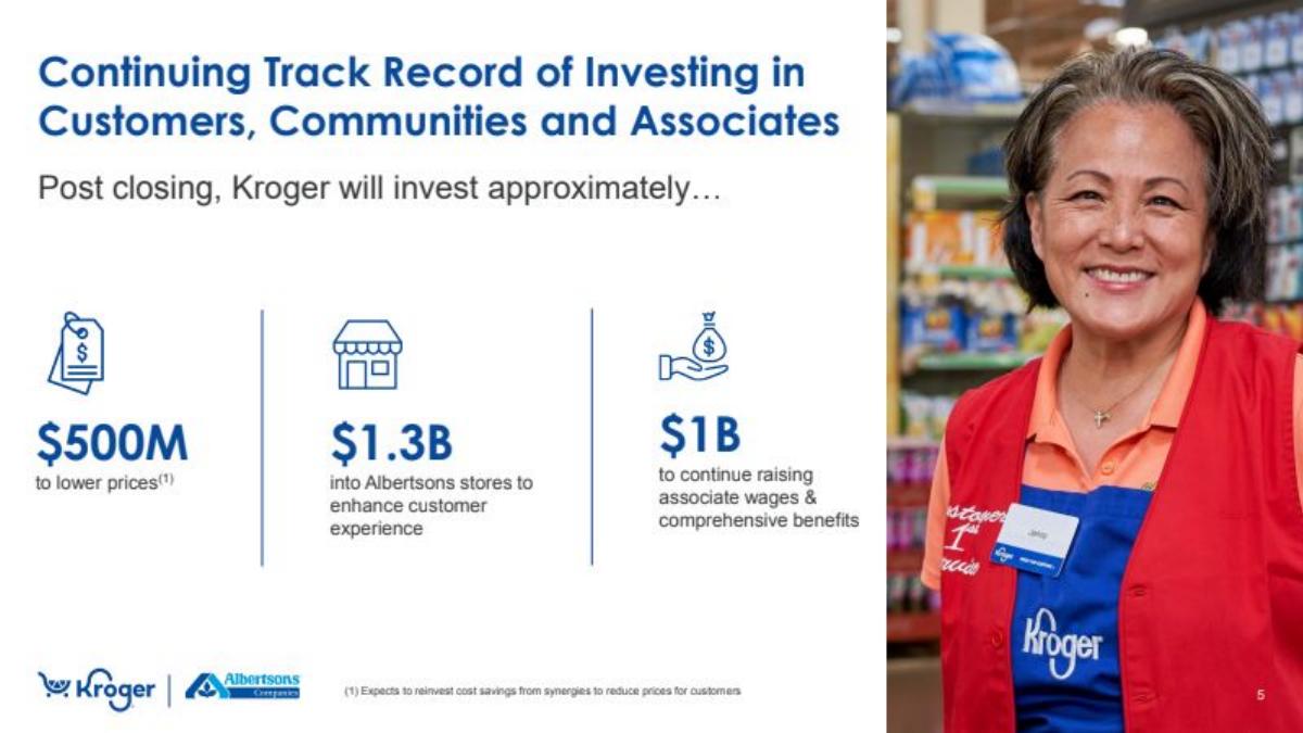 Kroger × Albertsons Acquisition pitch deck slide 5 of 26
