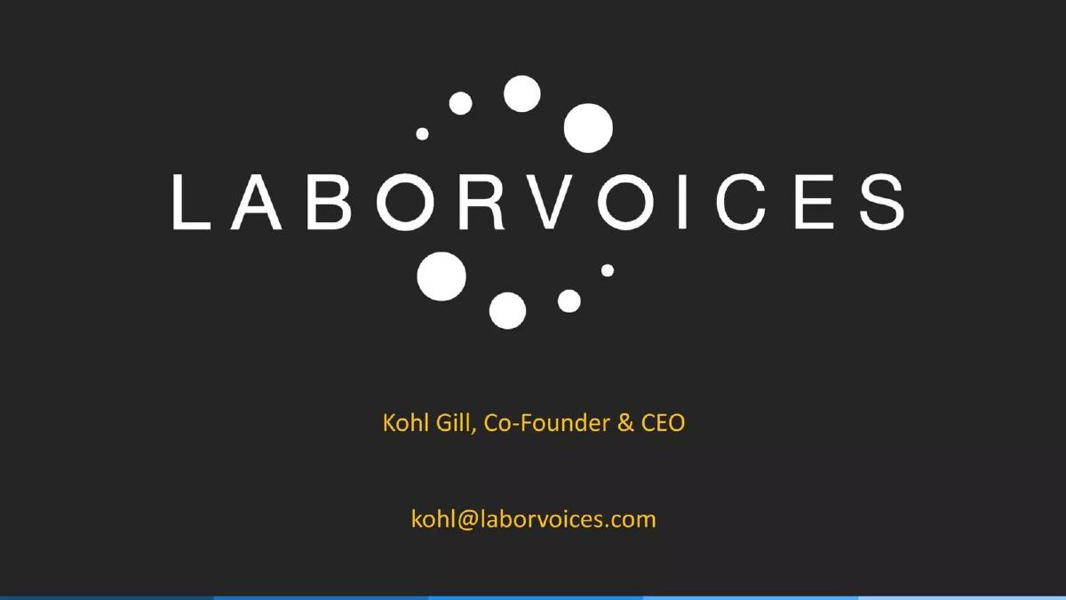 LaborVoices pitch deck slide 1 of 10