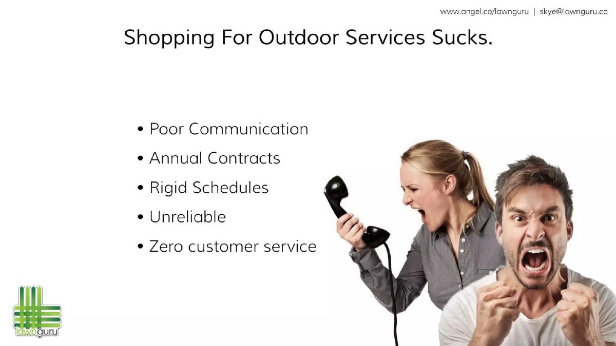 LawnGuru pitch deck slide 2 of 8