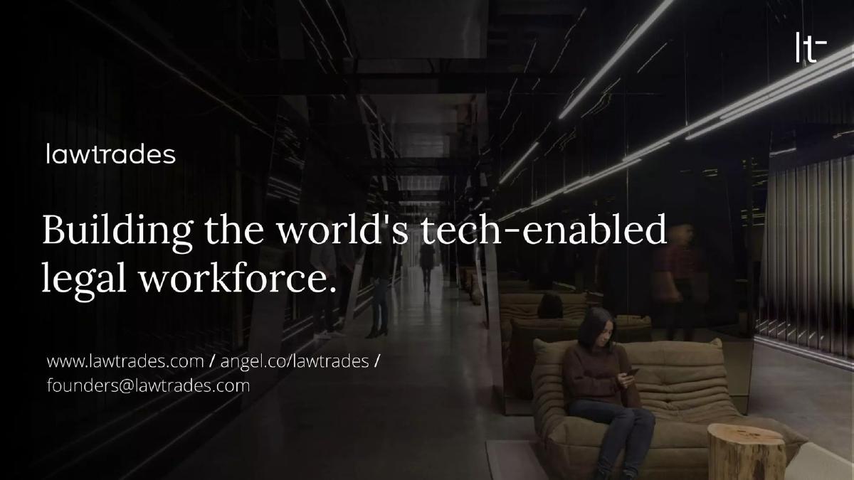 LawTrades pitch deck slide 1 of 16