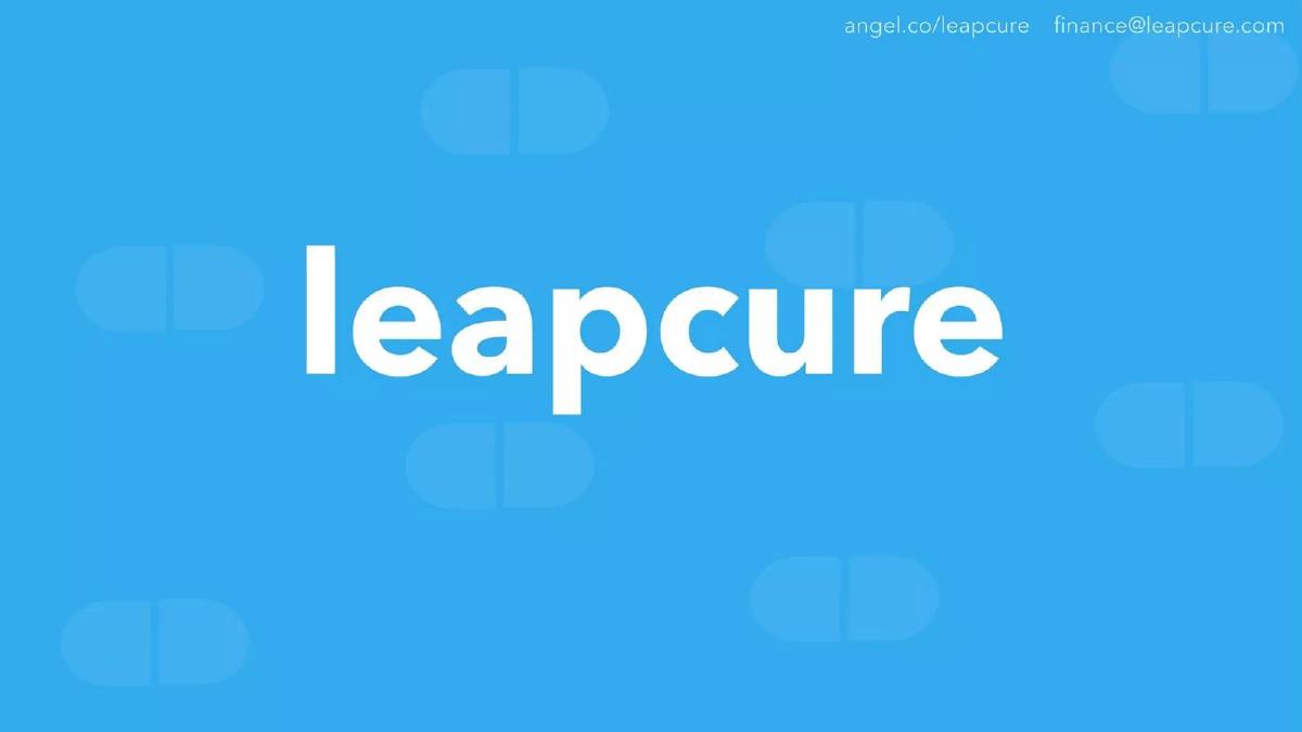 Leapcure pitch deck slide 1 of 10