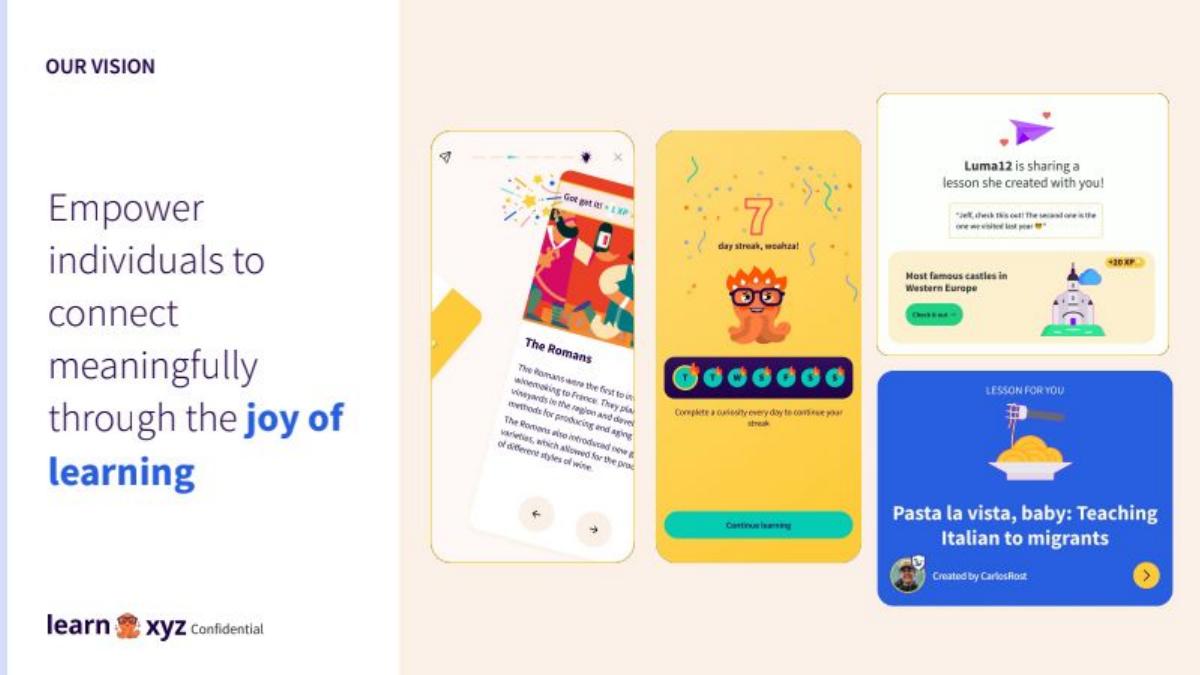 Learn.xyz pitch deck slide 3 of 11