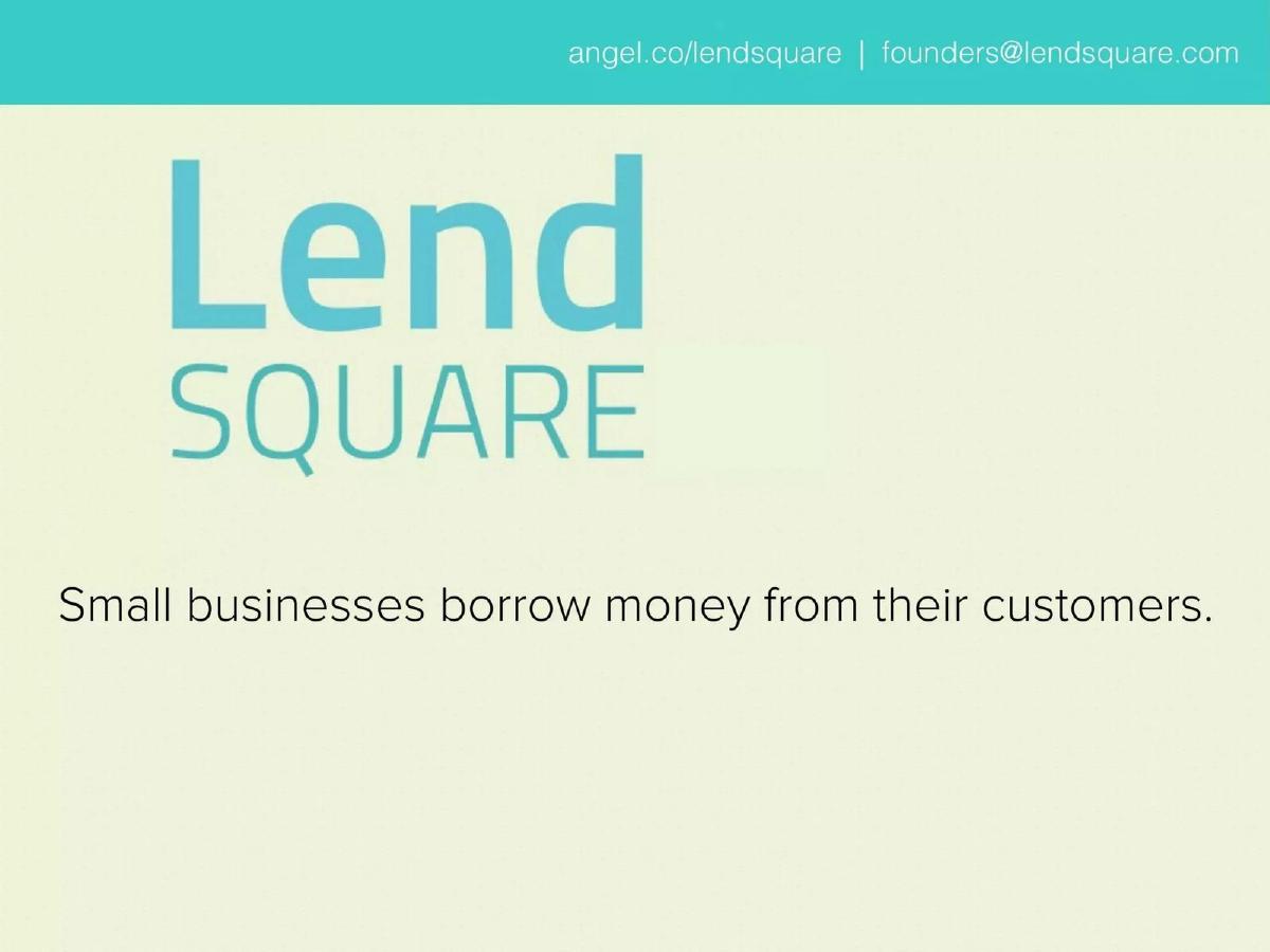 LendSquare pitch deck slide 1 of 18